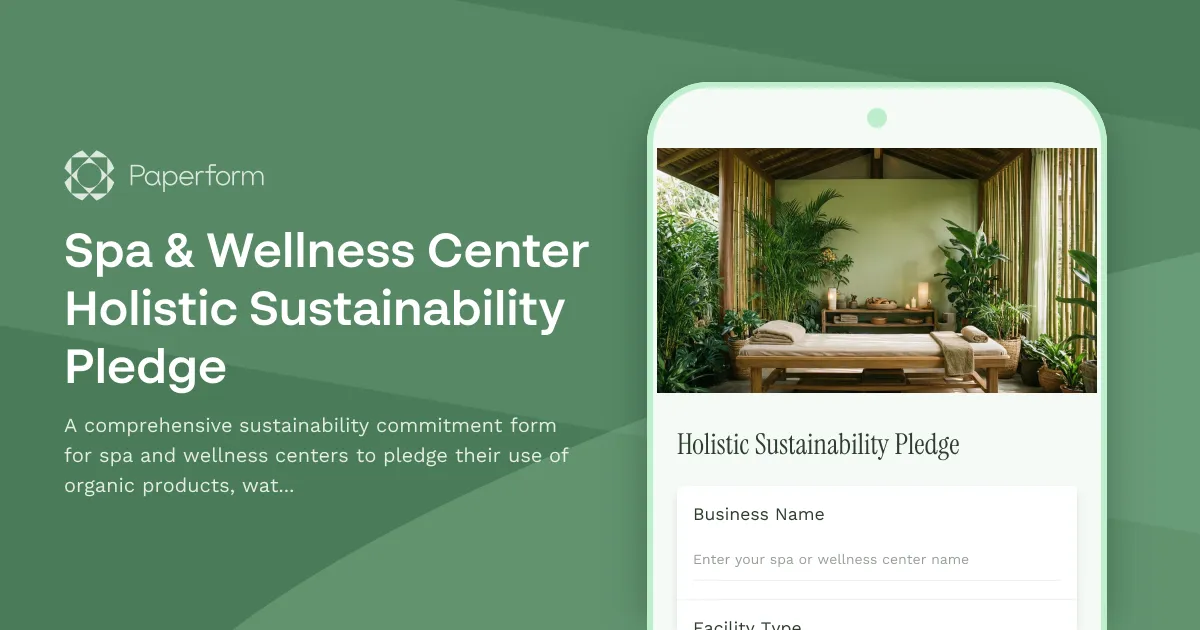 Spa & Wellness Center Holistic Sustainability Pledge