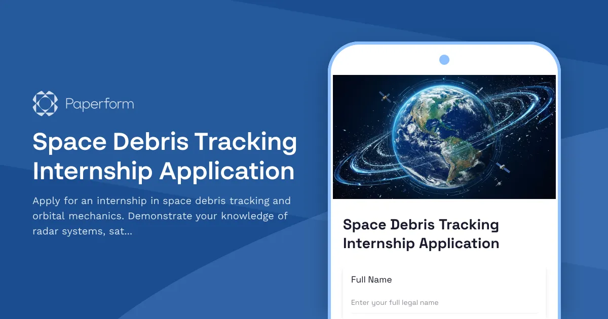 Space Debris Tracking Internship Application