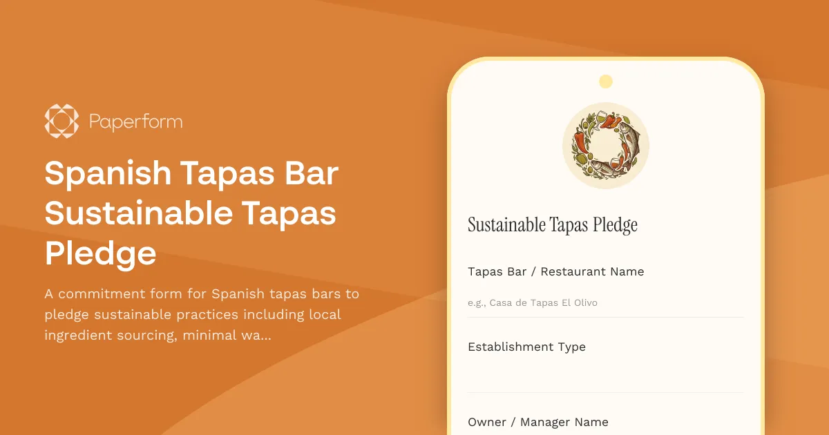 Spanish Tapas Bar Sustainable Tapas Pledge