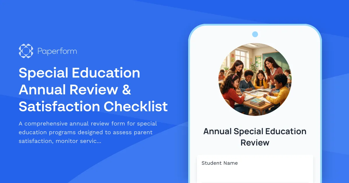 Special Education Annual Review & Satisfaction Checklist