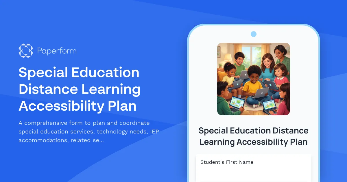 Special Education Distance Learning Accessibility Plan