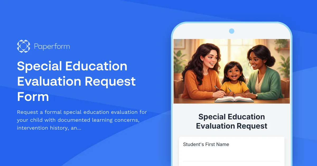 Special Education Evaluation Request Form