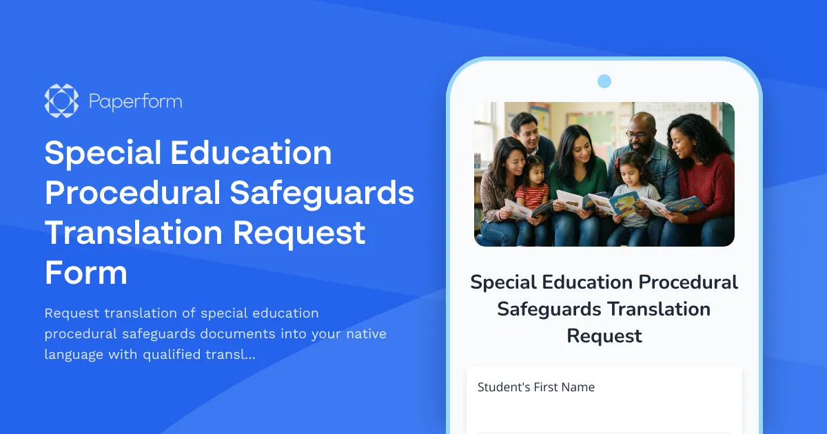 Special Education Procedural Safeguards Translation Request Form