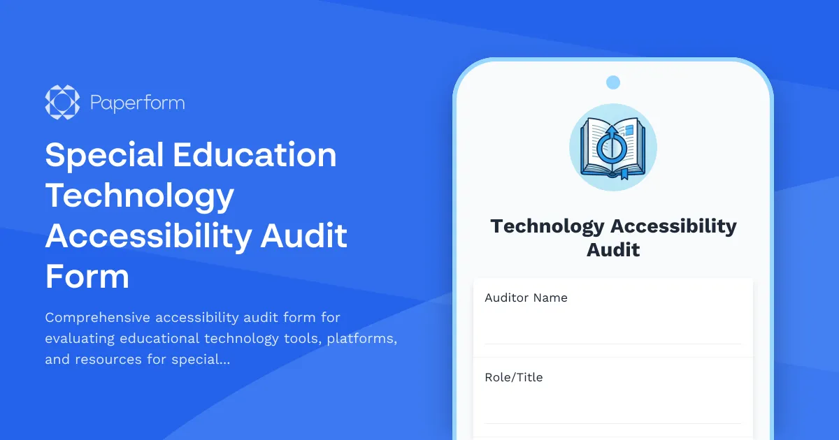 Special Education Technology Accessibility Audit Form