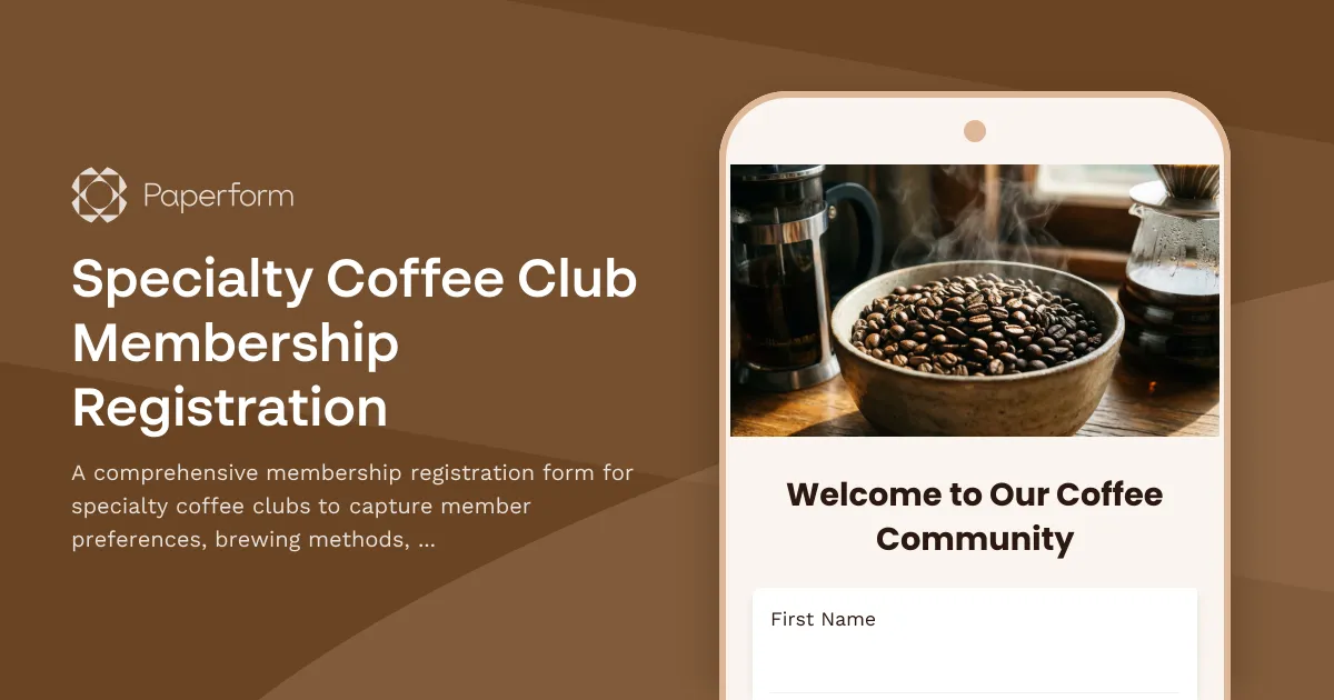 Specialty Coffee Club Membership Registration