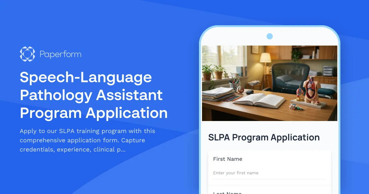 Speech-Language Pathology Assistant Program Application
