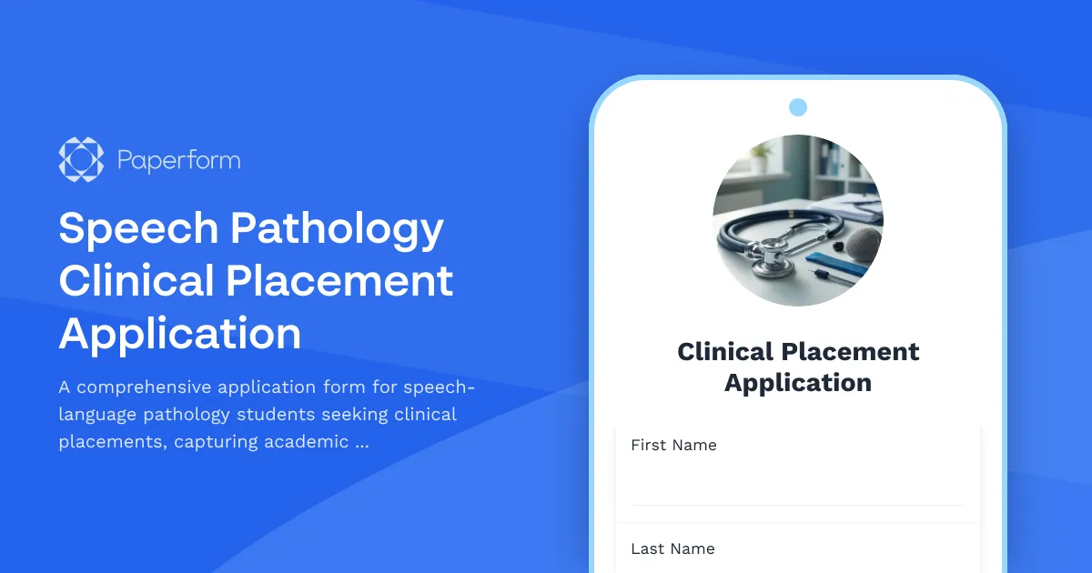 Speech Pathology Clinical Placement Application