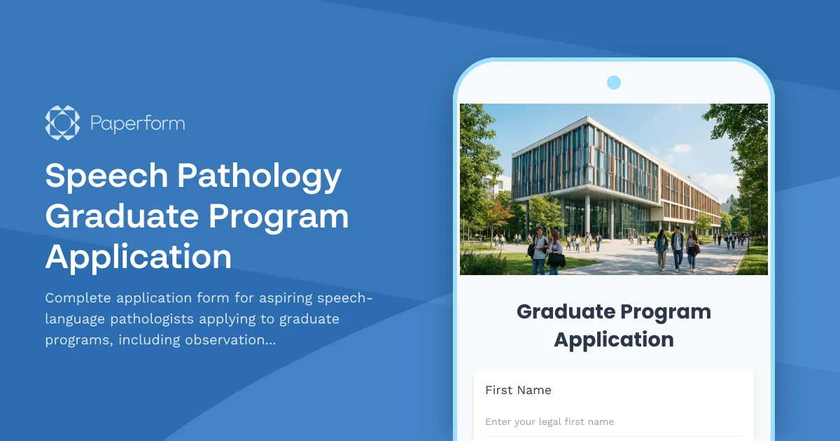 Speech Pathology Graduate Program Application