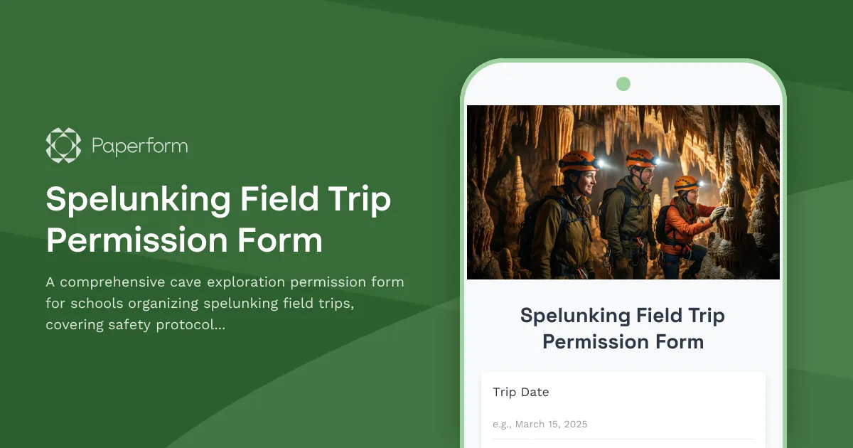 Spelunking Field Trip Permission Form