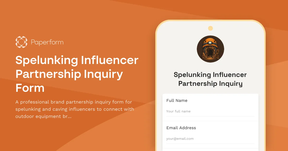 Spelunking Influencer Partnership Inquiry Form