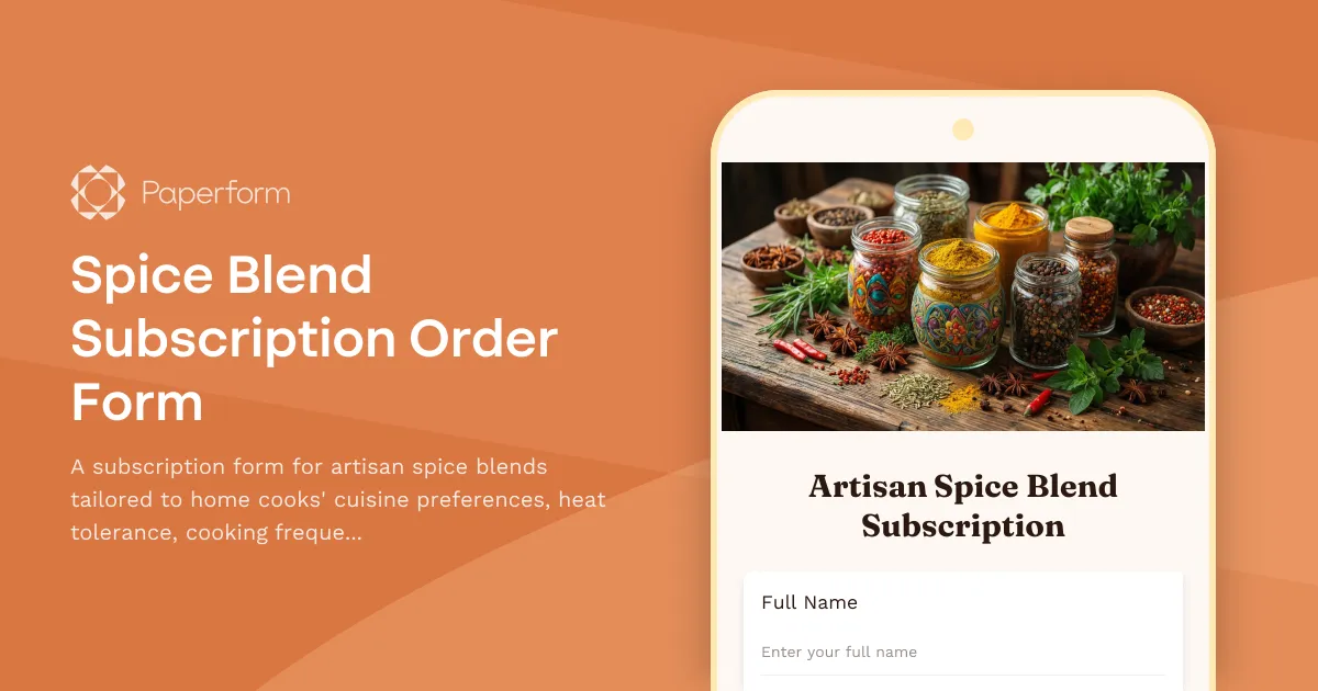Spice Blend Subscription Order Form