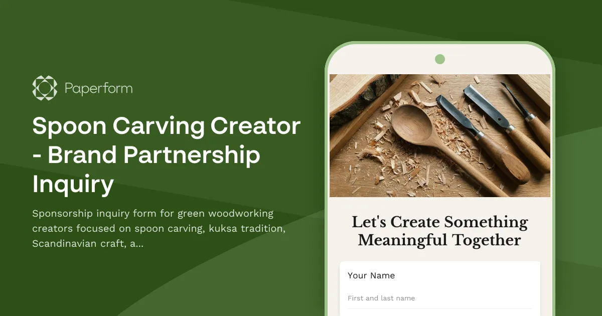 Spoon Carving Creator - Brand Partnership Inquiry