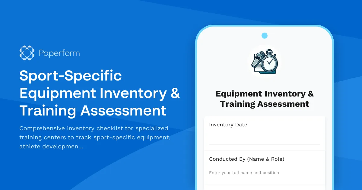Sport-Specific Equipment Inventory & Training Assessment