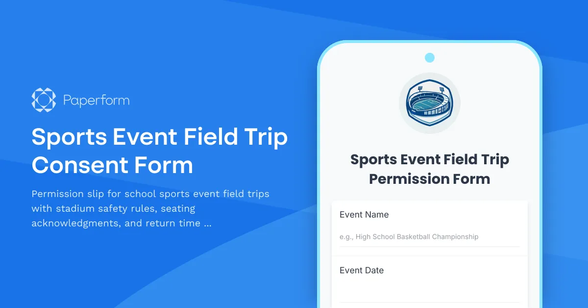 Sports Event Field Trip Consent Form