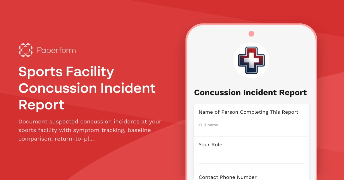 Sports Facility Concussion Incident Report