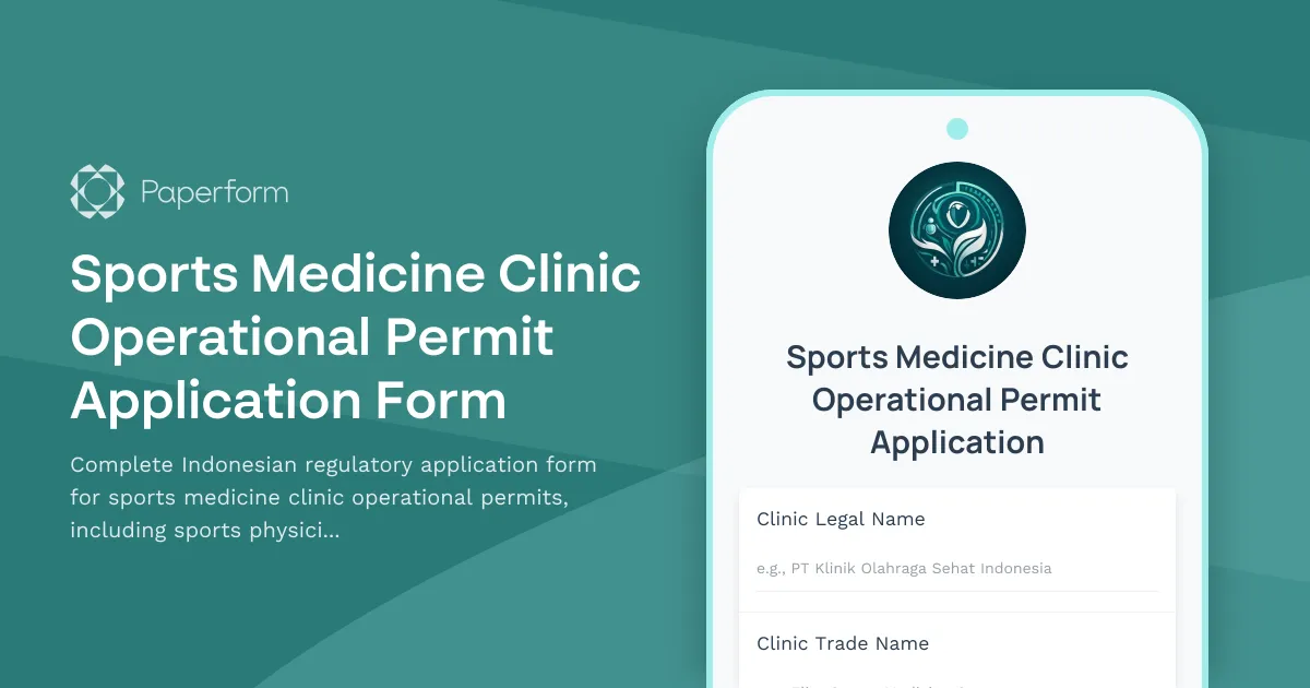 Sports Medicine Clinic Operational Permit Application Form