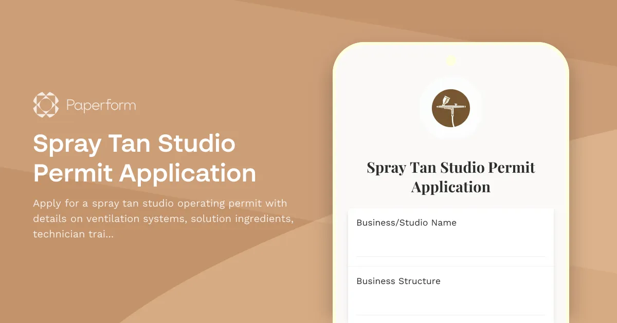 Spray Tan Studio Permit Application