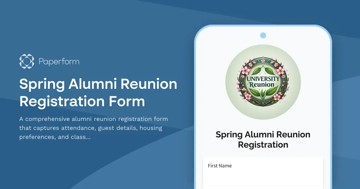 Spring Alumni Reunion Registration Form