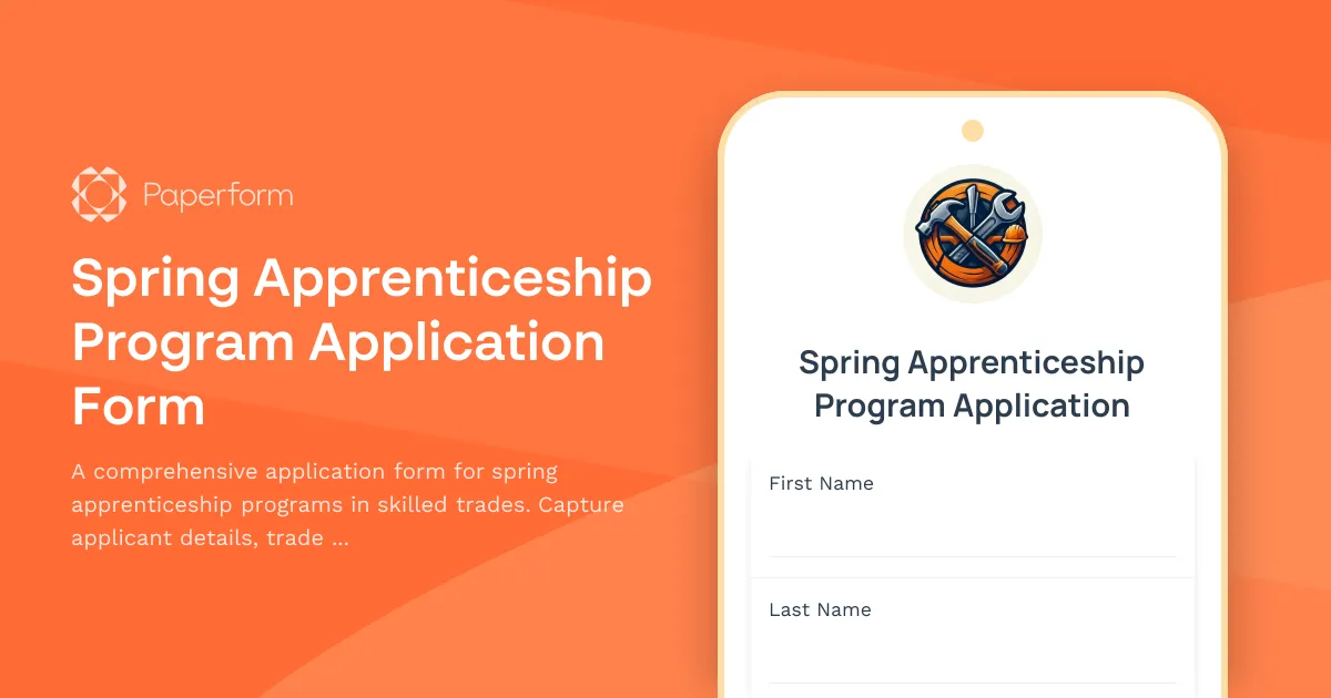 Spring Apprenticeship Program Application Form