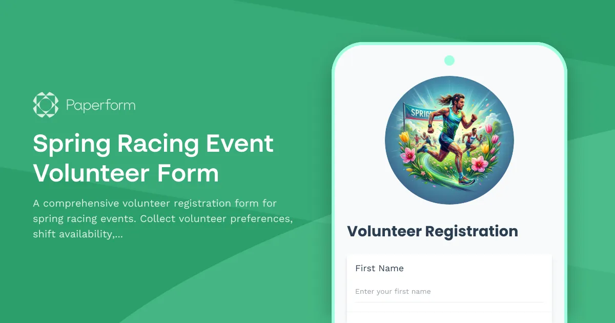 Spring Racing Event Volunteer Form