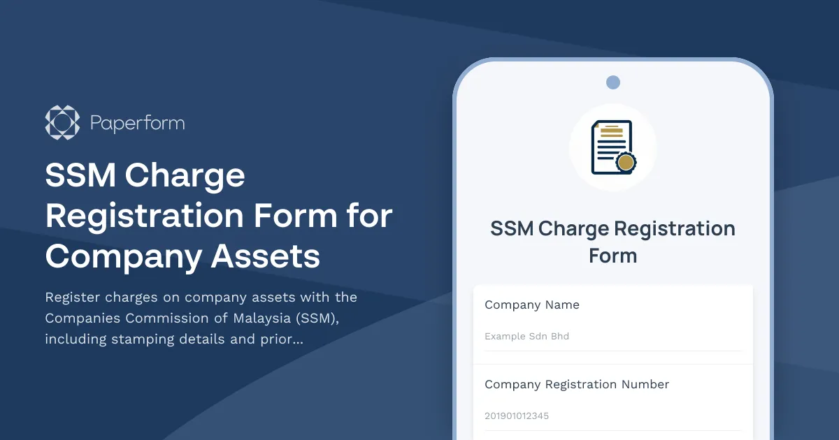 SSM Charge Registration Form for Company Assets