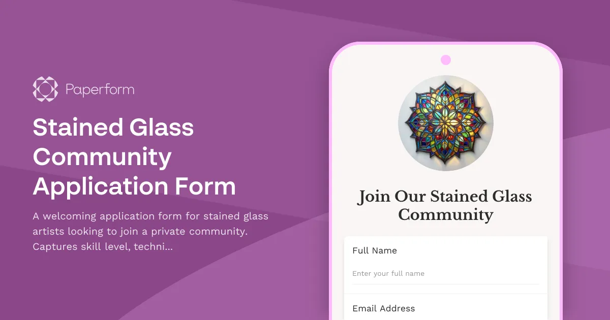 Stained Glass Community Application Form