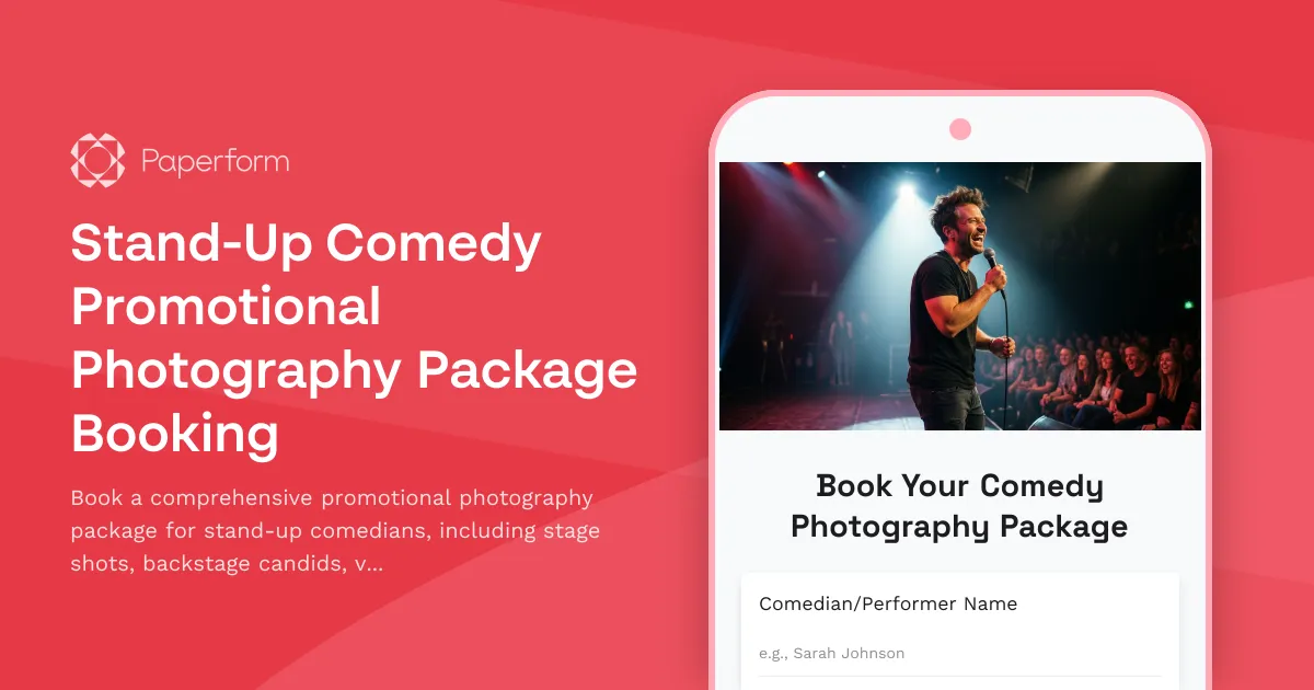 Stand-Up Comedy Promotional Photography Package Booking