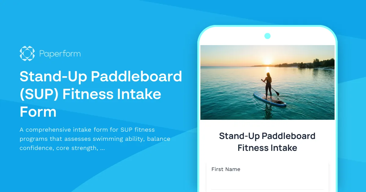 Stand-Up Paddleboard (SUP) Fitness Intake Form