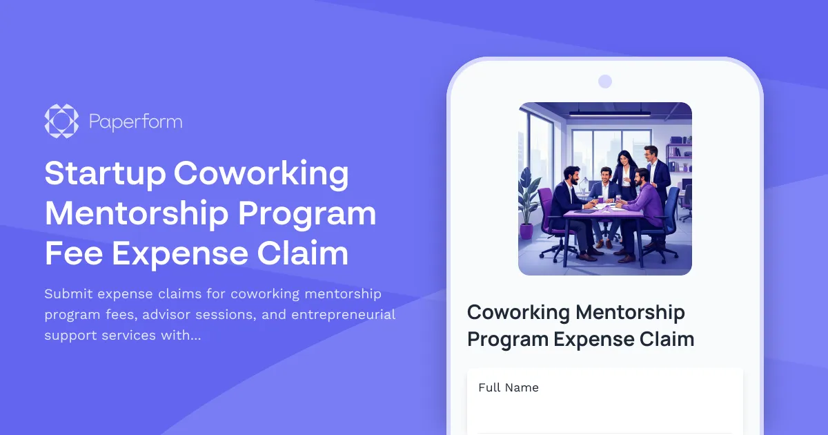 Startup Coworking Mentorship Program Fee Expense Claim
