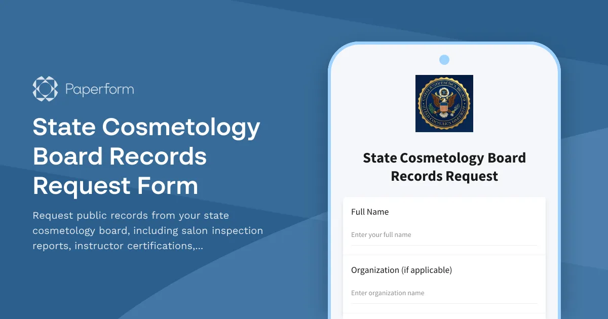 State Cosmetology Board Records Request Form