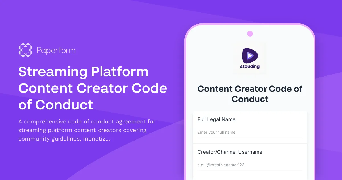 Streaming Platform Content Creator Code of Conduct