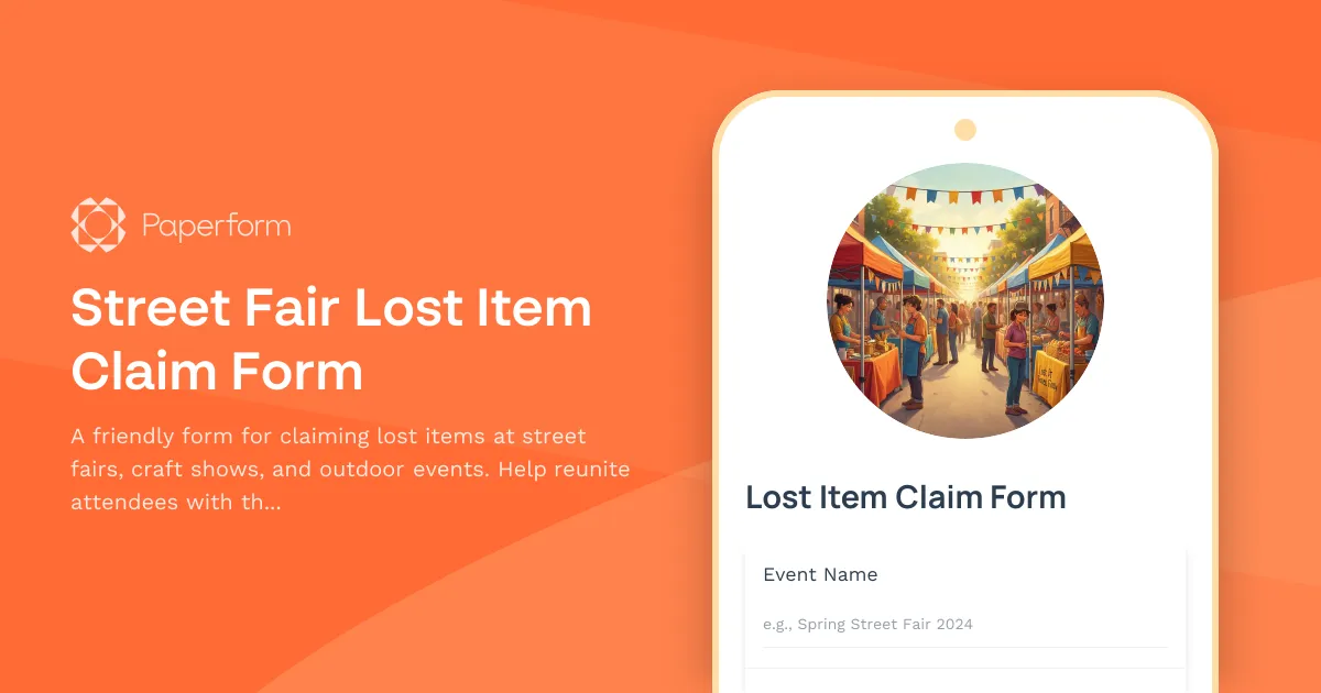 Street Fair Lost Item Claim Form