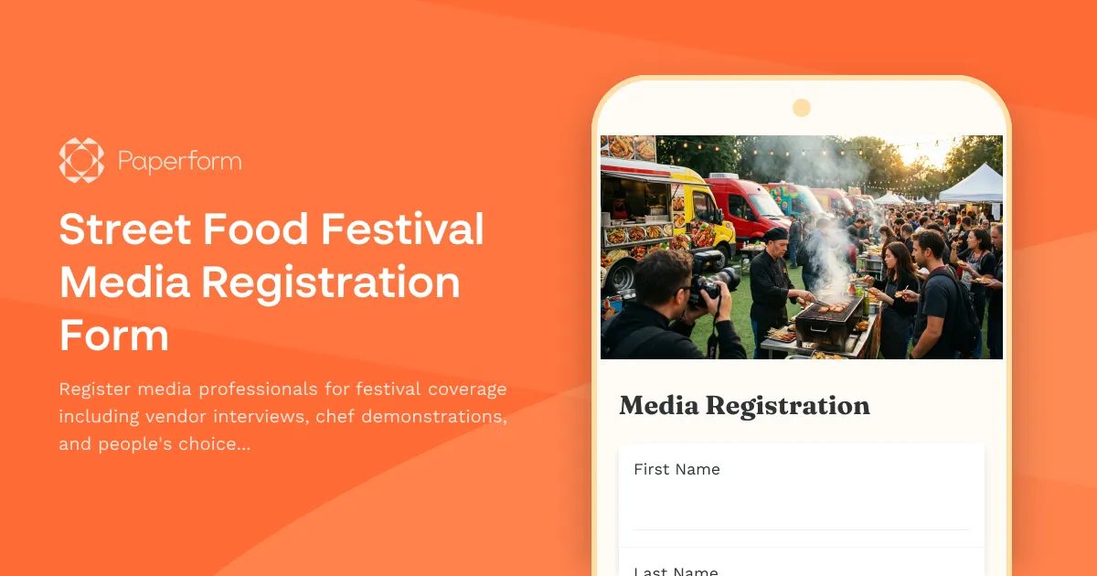 Street Food Festival Media Registration Form