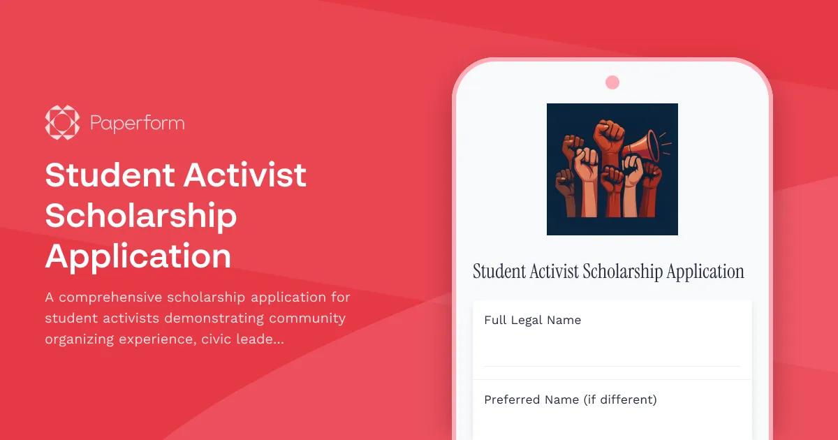 Student Activist Scholarship Application