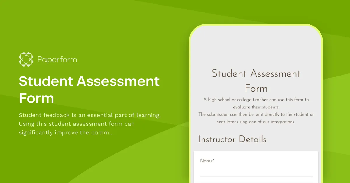 Student Assessment Form