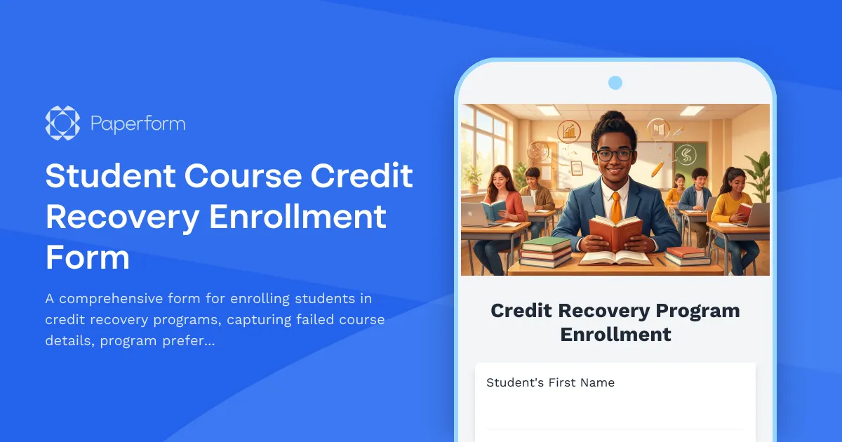 Student Course Credit Recovery Enrollment Form