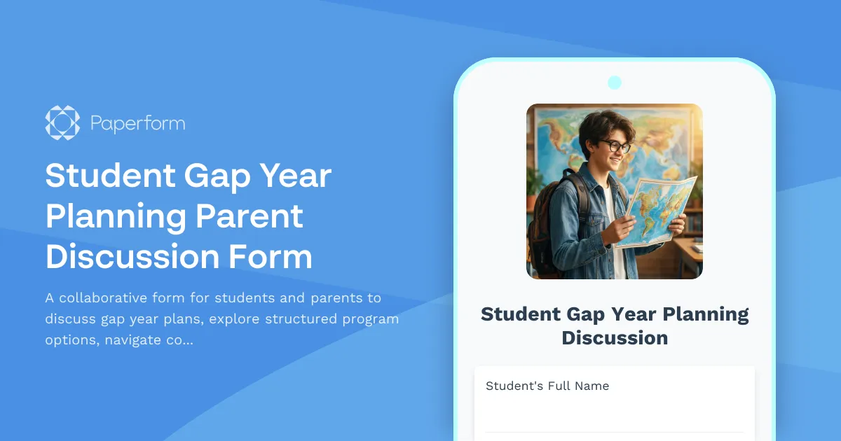 Student Gap Year Planning Parent Discussion Form