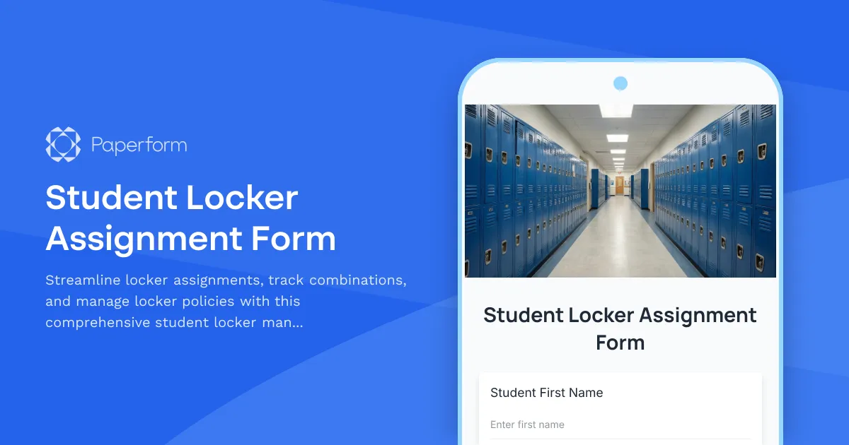Student Locker Assignment Form