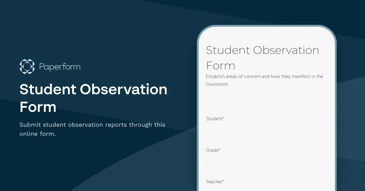 Student Observation Form