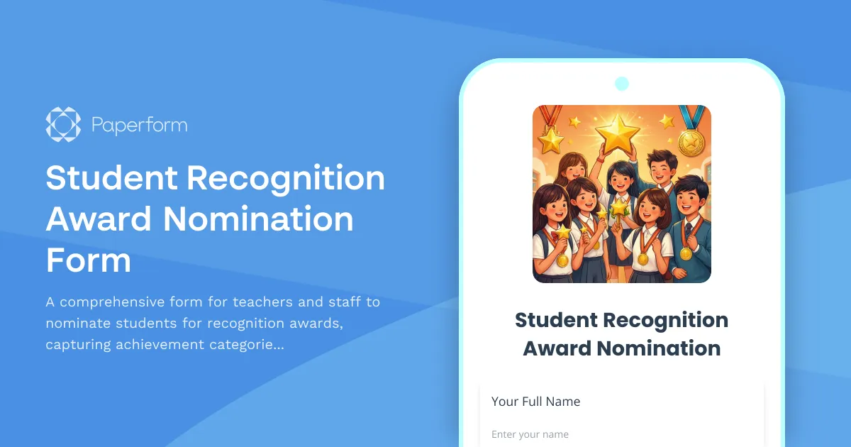 Student Recognition Award Nomination Form