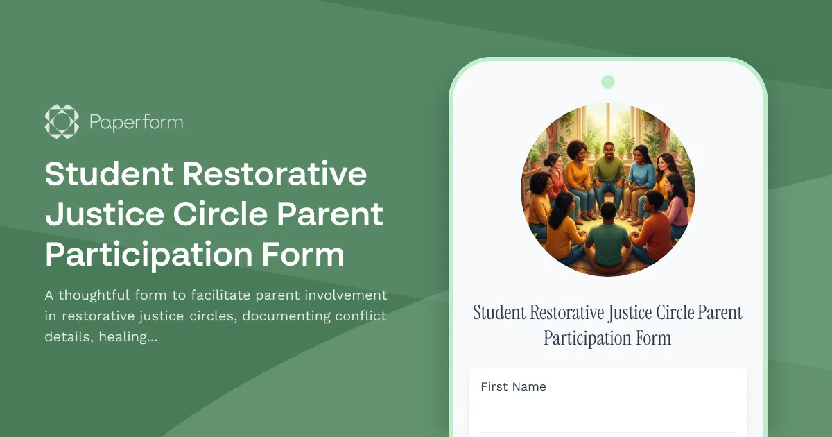 Student Restorative Justice Circle Parent Participation Form