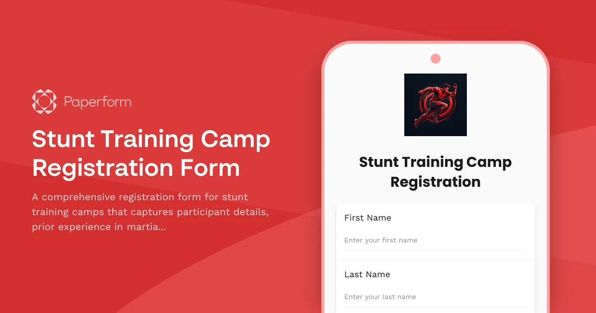 Stunt Training Camp Registration Form