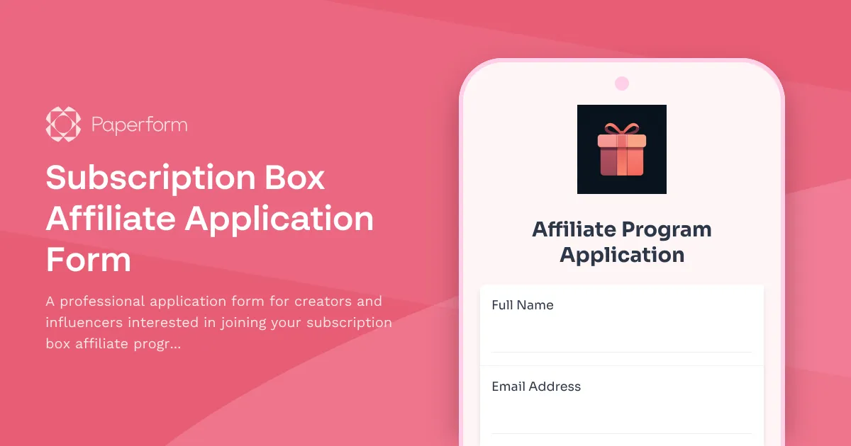 Subscription Box Affiliate Application Form