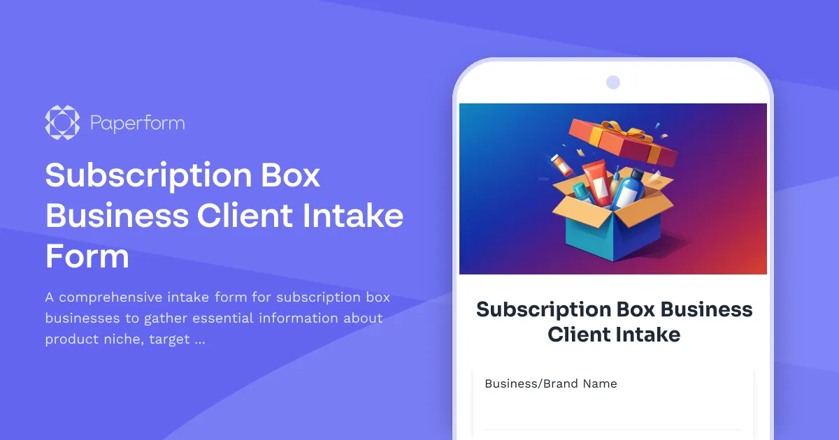 Subscription Box Business Client Intake Form
