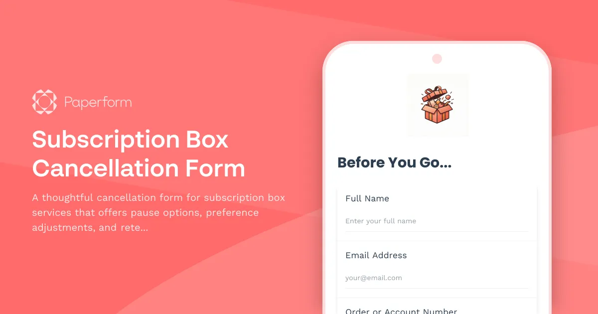 Subscription Box Cancellation Form