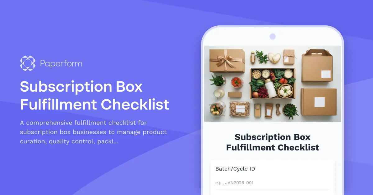 Subscription Box Fulfillment Checklist
