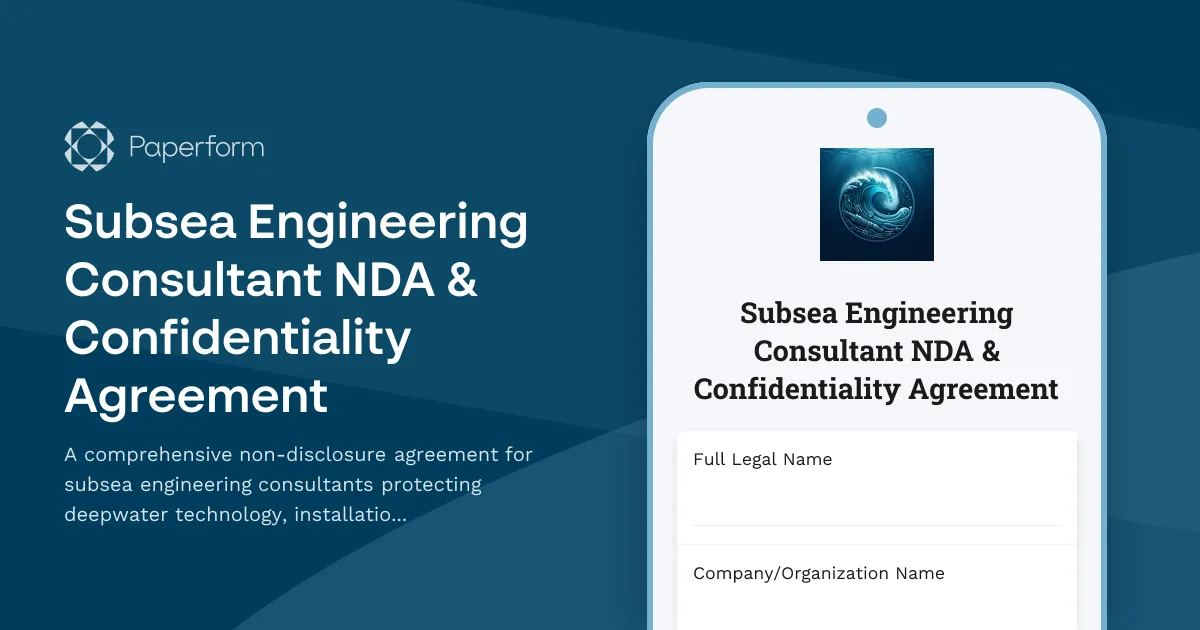Subsea Engineering Consultant NDA & Confidentiality Agreement