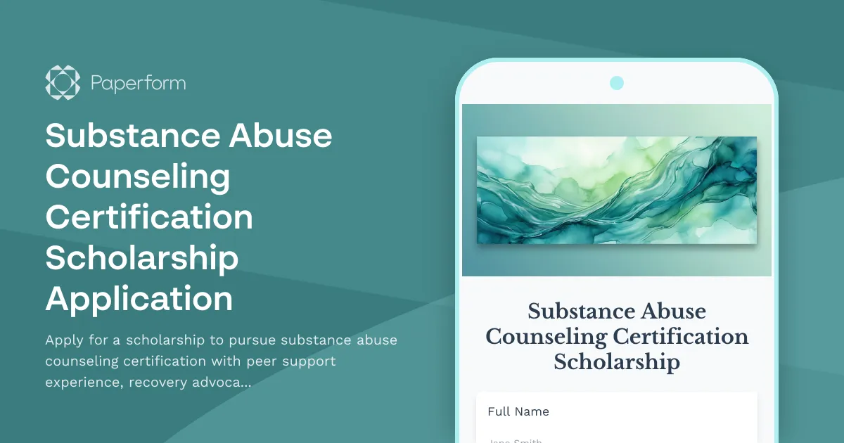 Substance Abuse Counseling Certification Scholarship Application