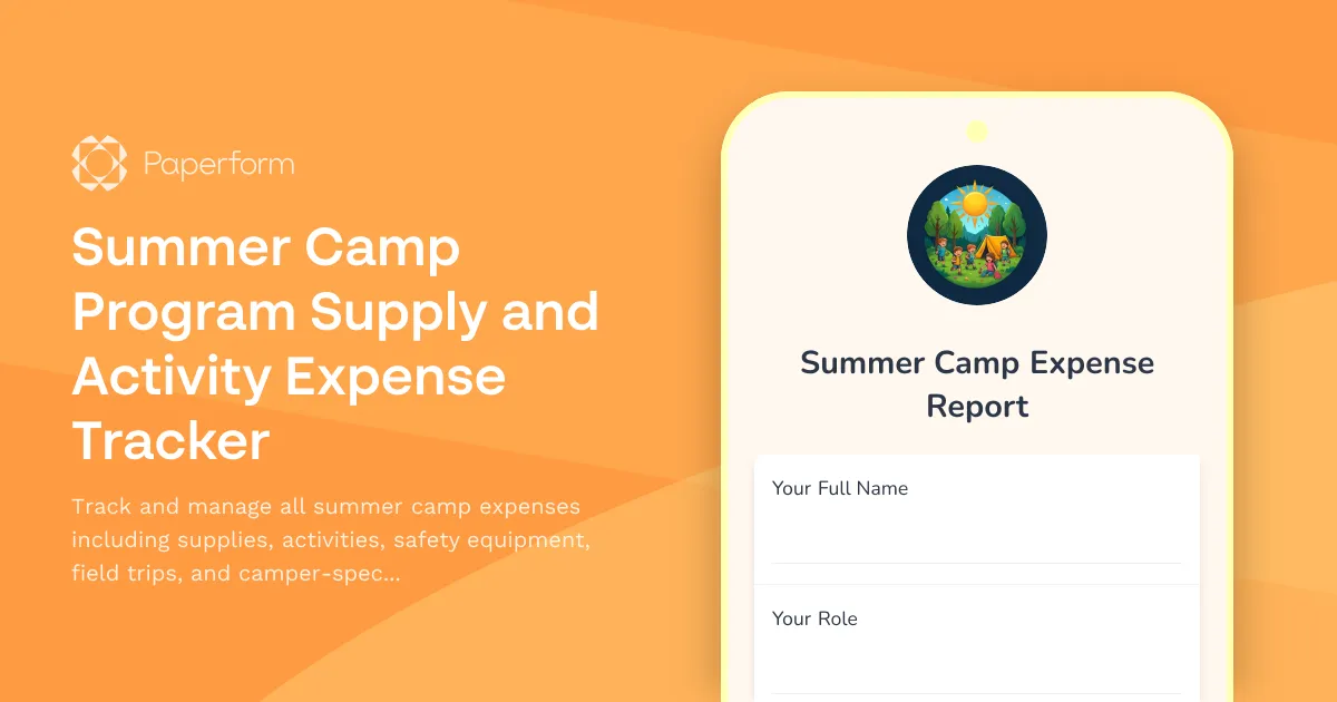 Summer Camp Program Supply and Activity Expense Tracker