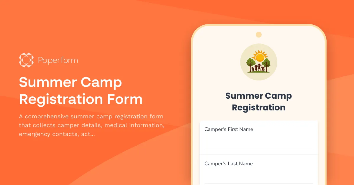 Summer Camp Registration Form
